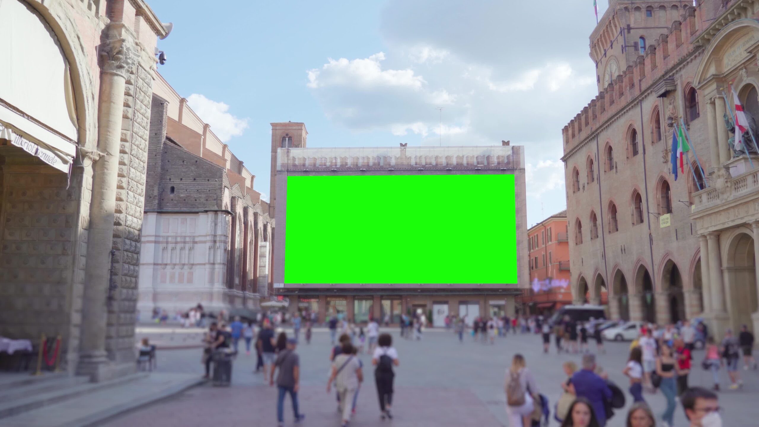 Screen shows information on central square Piazza Maggiore