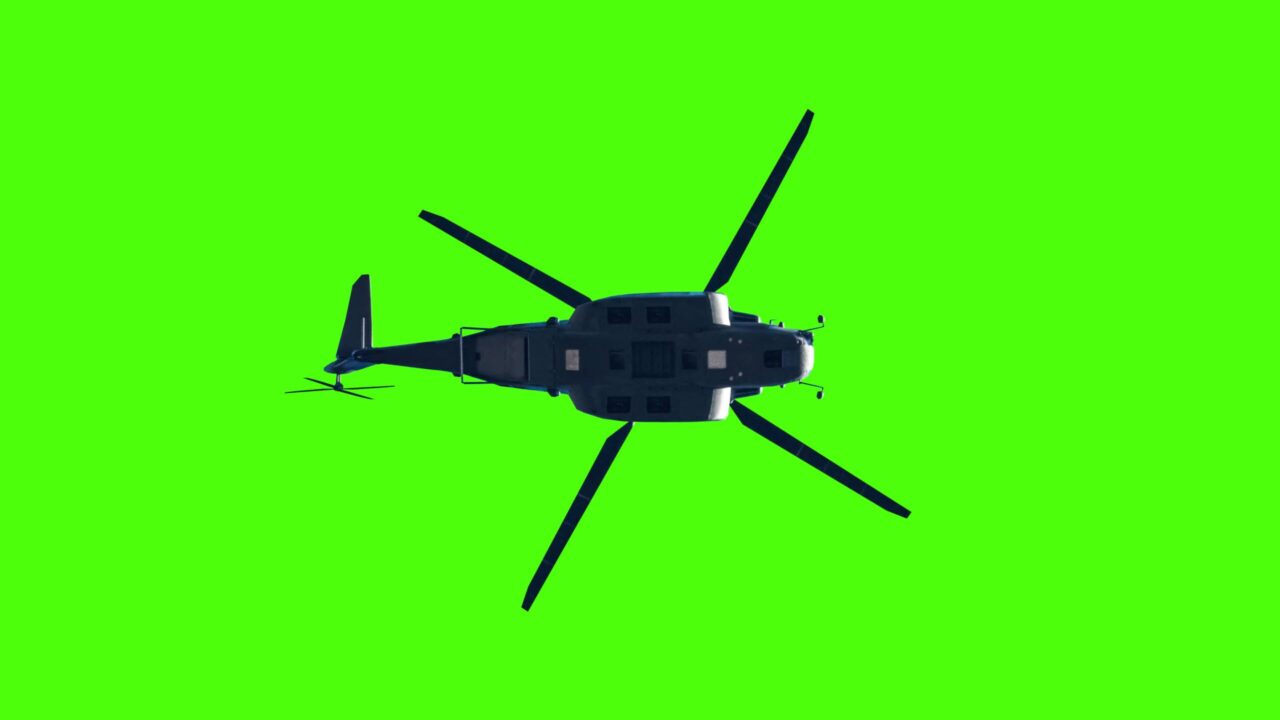 Helicopter illustration with propeller on green background