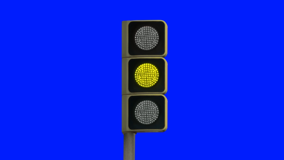 Colors change on digital traffic light on blue background