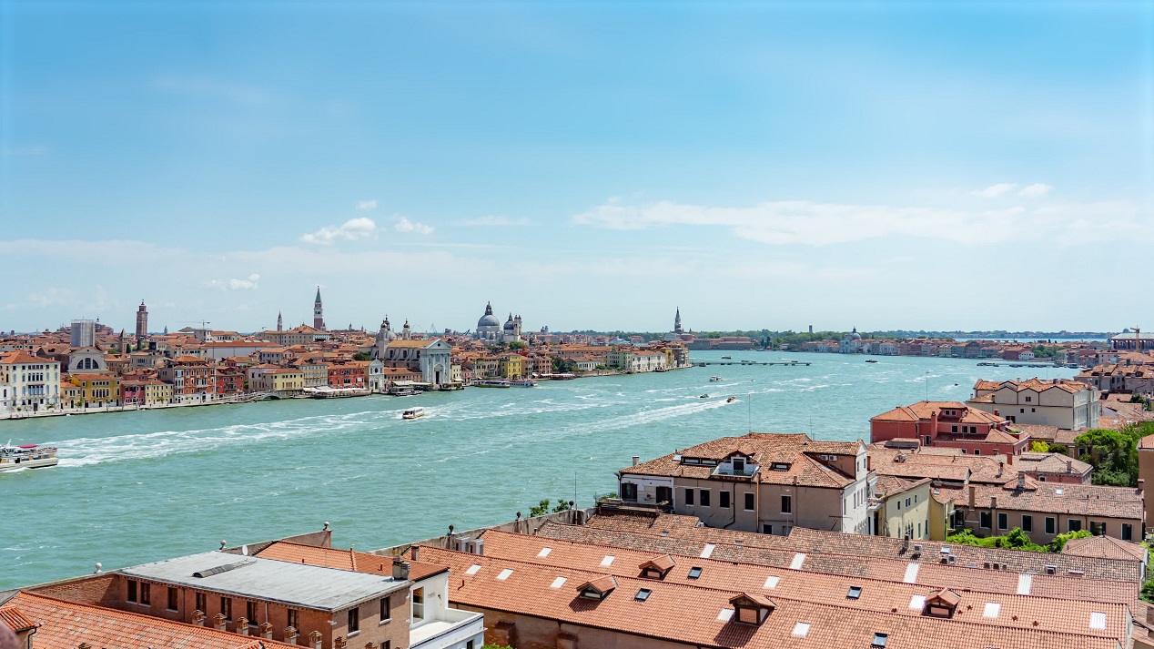 View from above on the canal of Venice