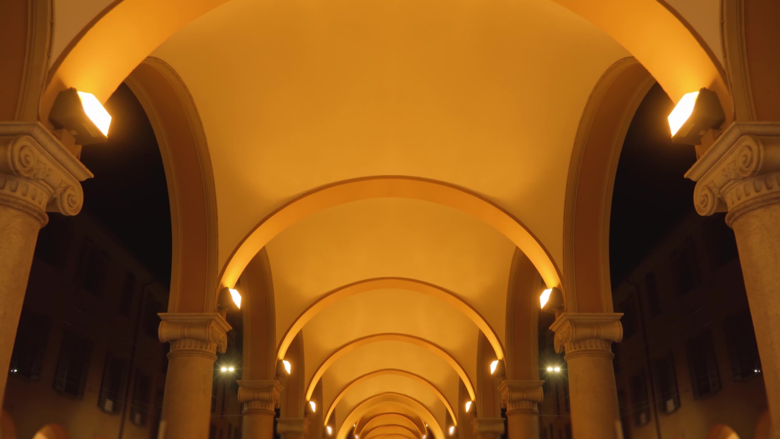 Under arcades on marble columns