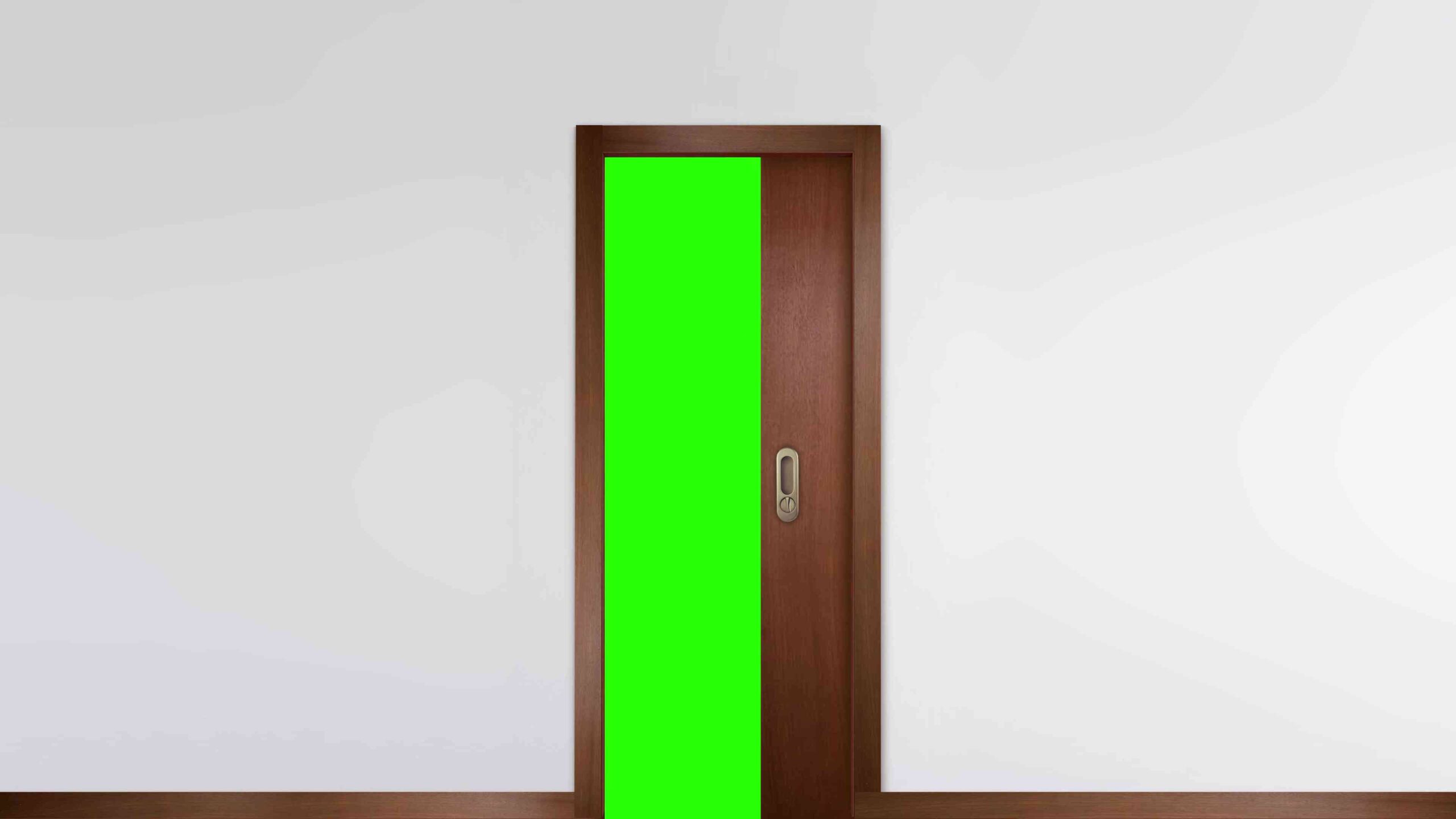 Sliding door opens with green screen behind