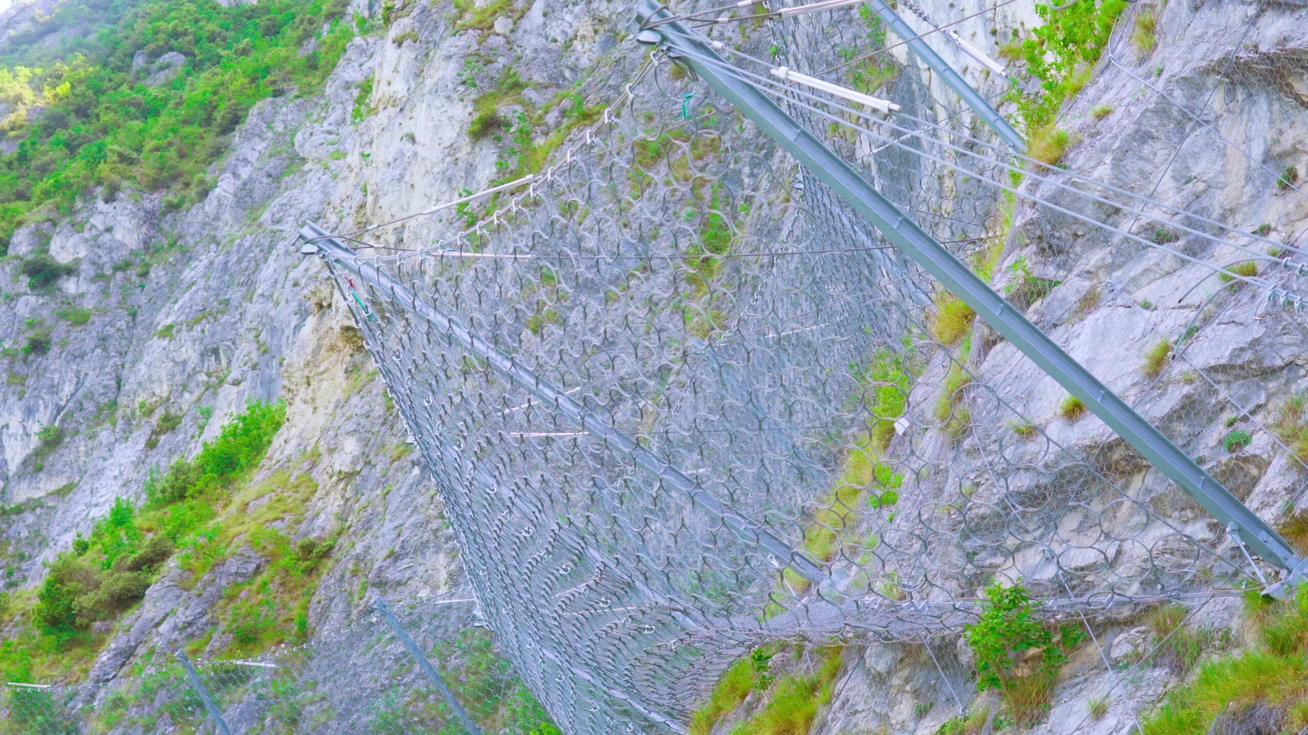 Metal mesh as protection against rock falls