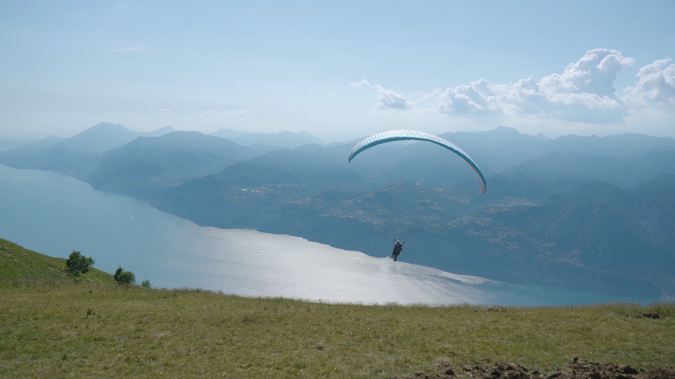 Lake Garda from Monte Baldo with paragliding