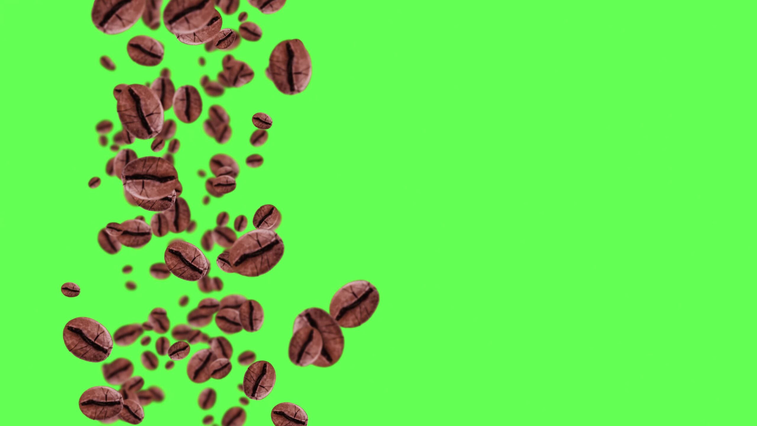 Coffee beans with copy space on the chroma key
