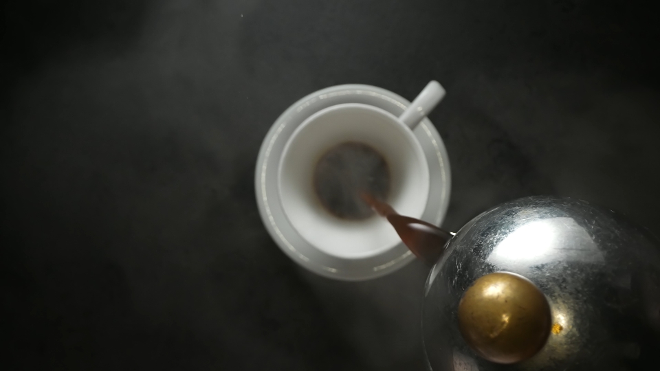 Pouring Hot Coffee in Slow Motion