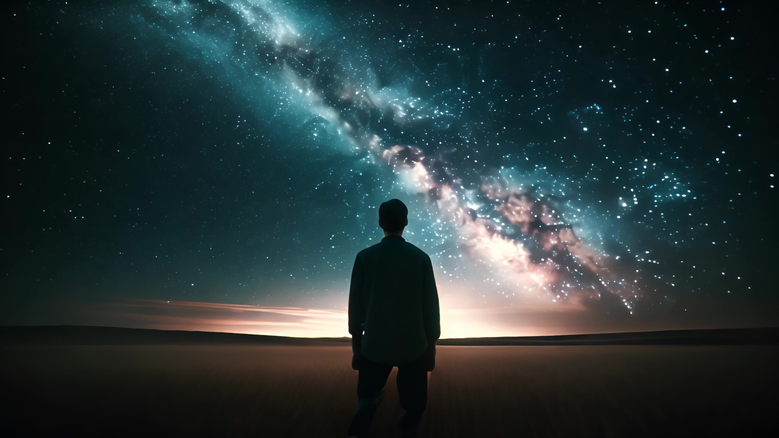 Person from Back Looks at the Milky Way