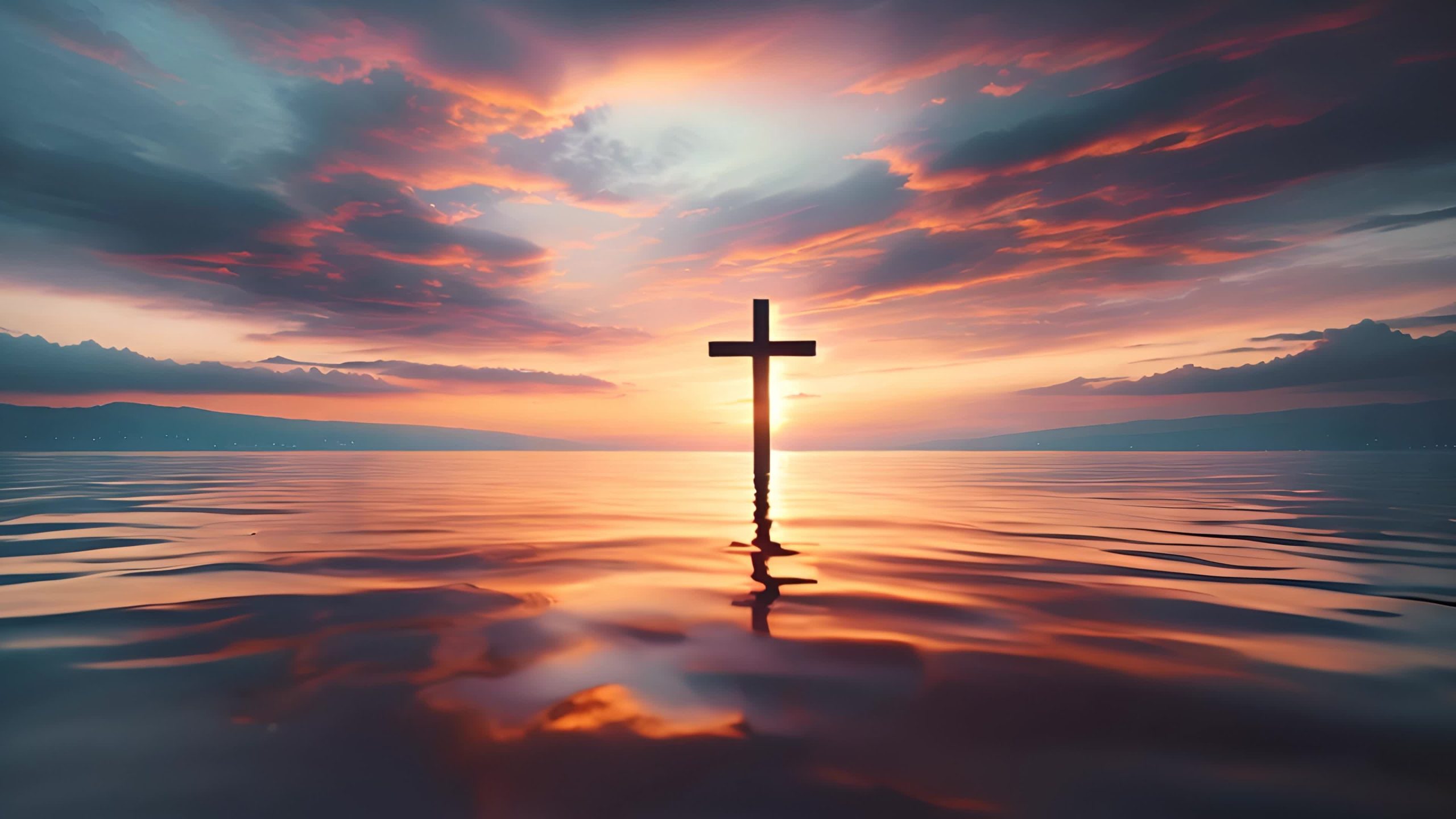 Cross on the Sea at Sunset