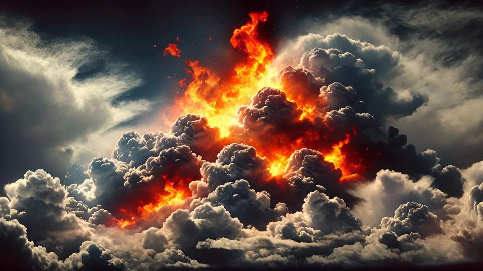 Fiery Explosion in Dramatic Clouds