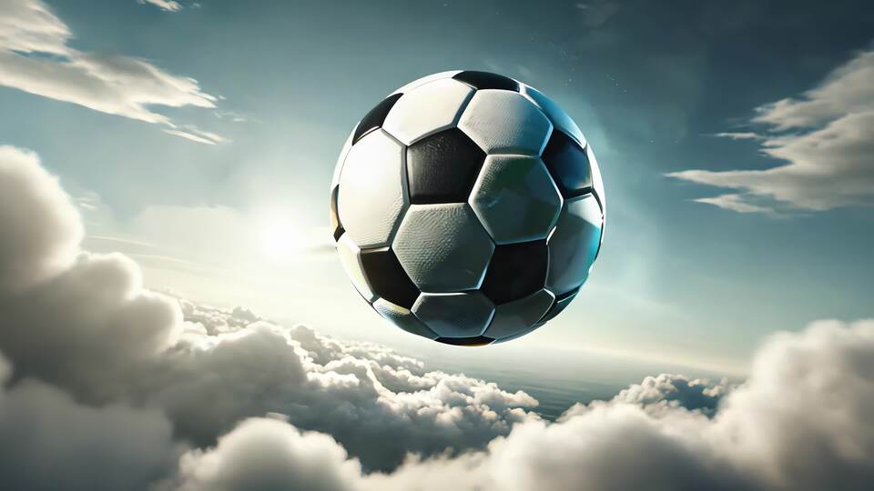 Pallone da Calcio Fluttuante nel Cielo