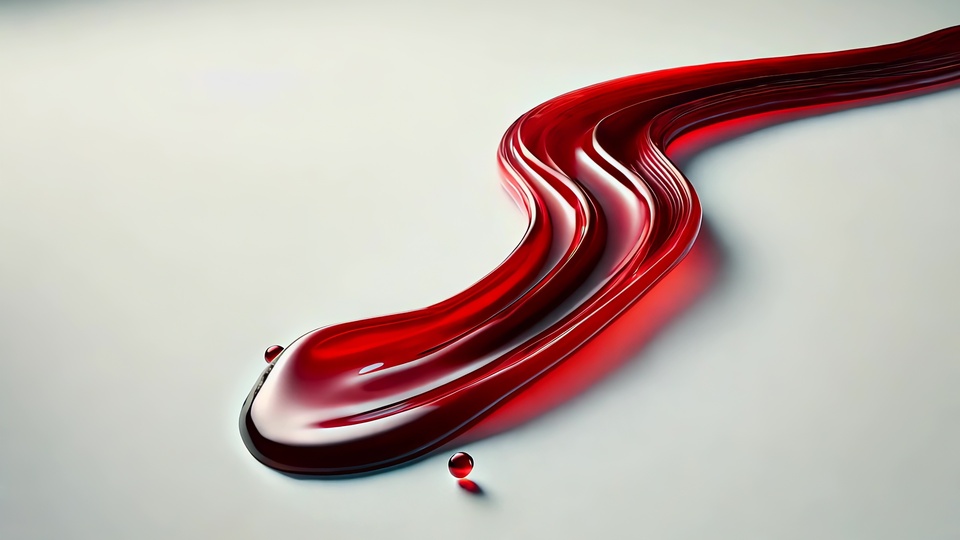 Red Liquid Flowing in Curved Stream